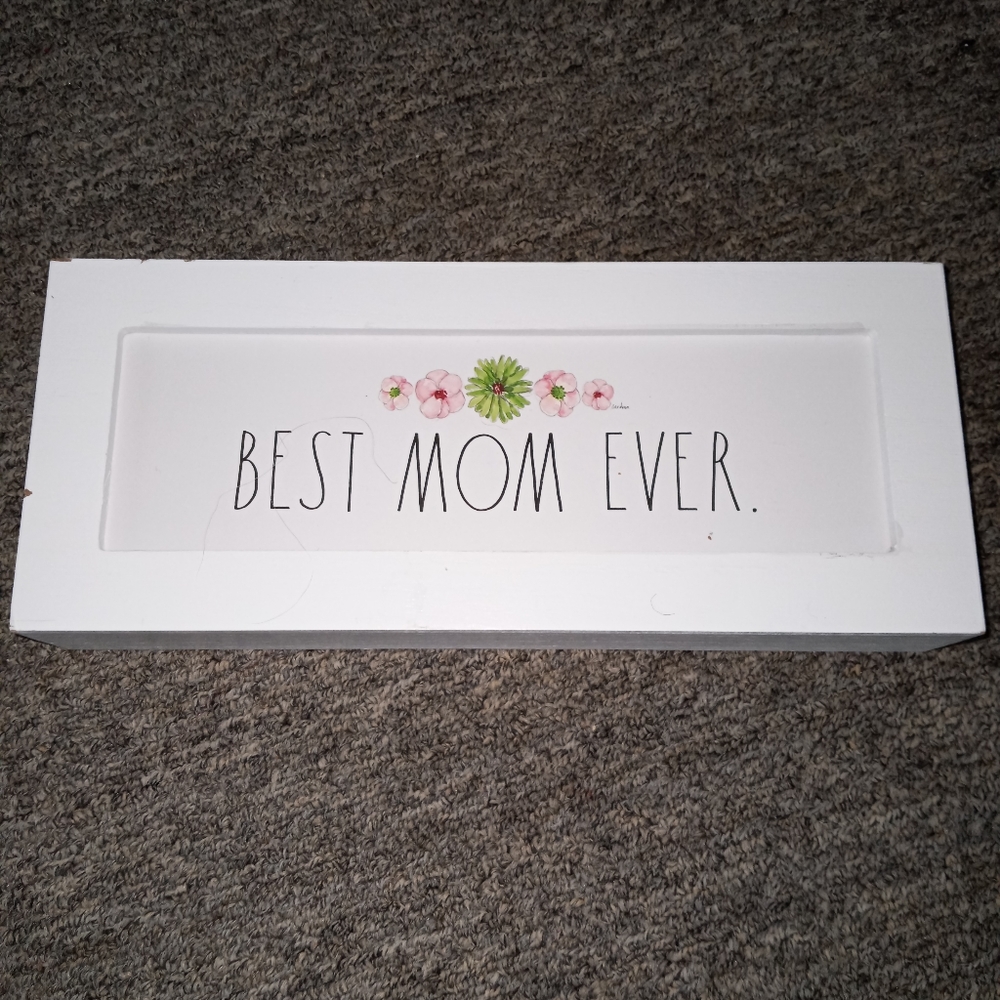 RAE DUNN best mom ever white wooden farmhouse decor sign